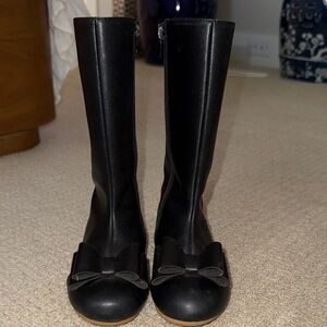 Elegant Black Leather Boots with Bow